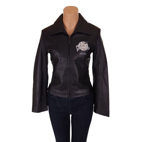 Planet Hollywood Hong Kong Collection Leather Jacket Size S Womens Black - Picture 1 of 8